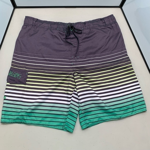 Maui & Sons Swim Trunks Adult Size L Blue Cargo Pocket Men - Picture 1 of 6